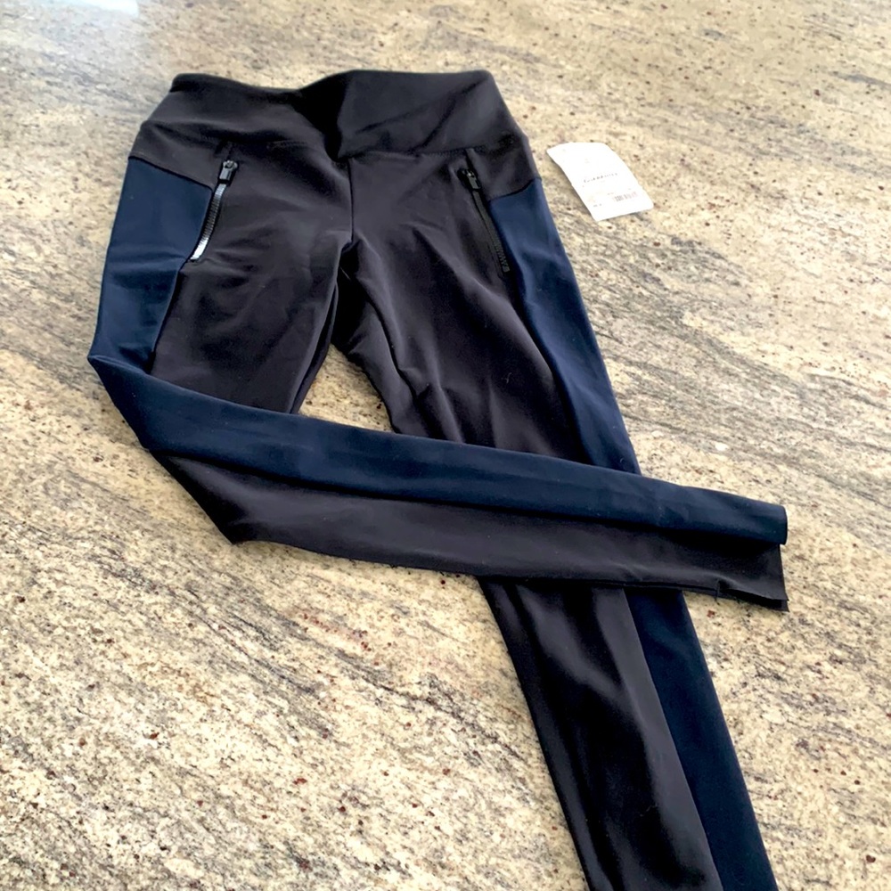 Athleta Black and Blue Leggings/Straight Leg Pant NWT